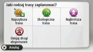 Wskazówka: Jeżeli chcesz, aby miejscem docelowym był parking, dotknij opcji Parking, a