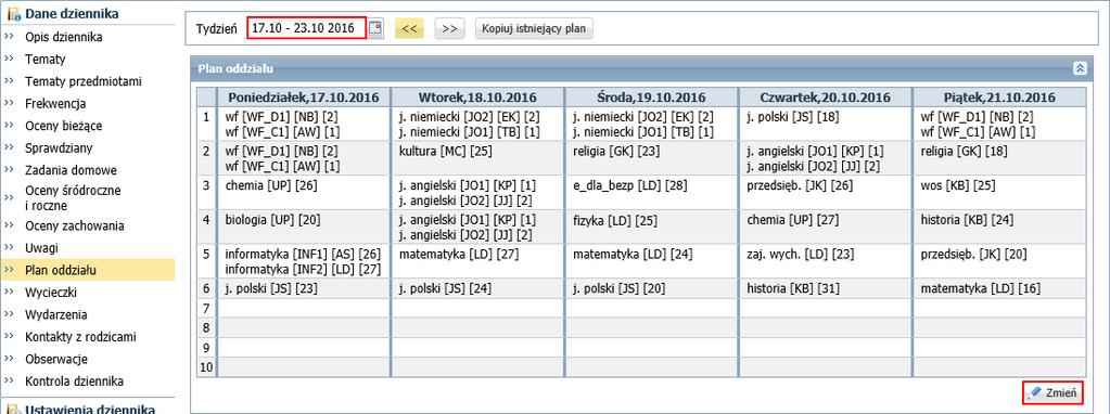 oddziału będzie znacznie prostsze. Dodatkowo w Witrynie ucznia i rodzica, każdy uczeń zobaczy swój zmodyfikowany plan lekcji. 1.