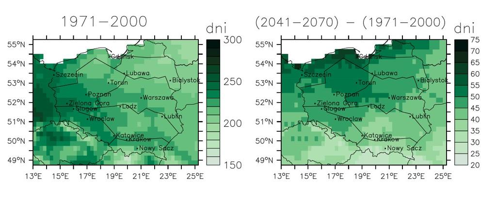 się, większe zmiany są widoczne w północnej części kraju (Rys. 6). Dodatkowo na Rys.