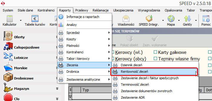 1. Raport rentowności zleceń Dodano obsługę uprawnień dla poszczególnych działów firmy.