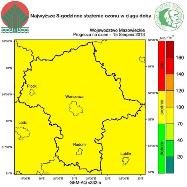 Legenda do Skali Jakości Powietrza: Można przebywać na powietrzu w dowolnie długim okresie czasu, Należy ograniczyć czas przebywania na powietrzu, zwłaszcza przez kobiety w ciąży, dzieci i osoby