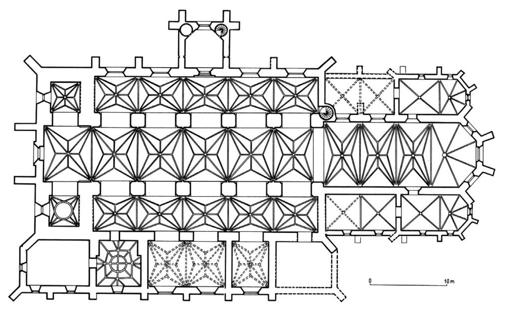 18 2. Włocławek, katedra pw. Wniebowzięcia NMP, rzut. Wg Architektura gotycka w Polsce, t. 2: Katalog zabytków, red. T. Mroczko, M. Arszyński, Warszawa 1995 (Dzieje sztuki polskiej, 2), s. 553, il.