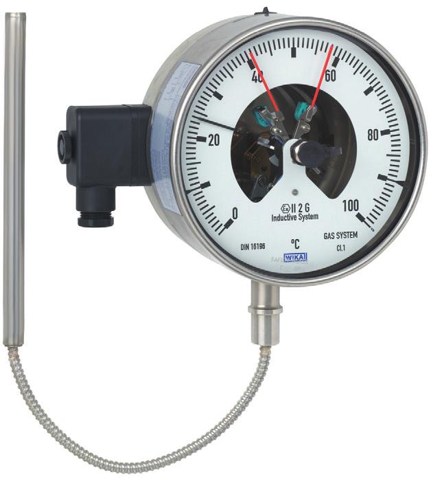 Mechatroniczny pomiar temperatury Termometr gazowy z urządzeniem kontaktowym Model 73, wersja ze stali CrNi Karta katalogowa WIKA TV 27.