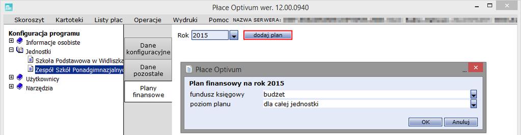 Wprowadzanie planu finansowego jednostki w układzie zadaniowym 1. W menu Skoroszyt wybierz pozycję Konfiguracja programu. 2.