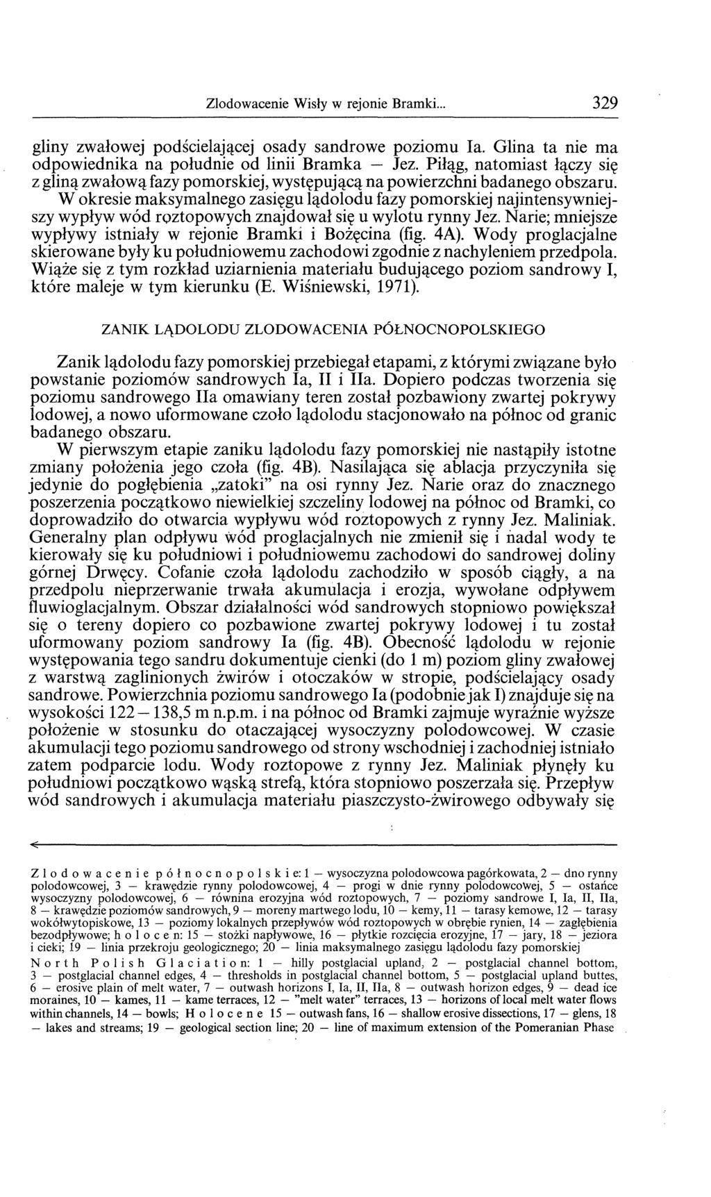 Zlodowacenie Wisly w rejonie Bramki... 329 gliny zwalowej podscie1aj,!cej osady sandrowe poziomu la. Glina ta nie ma odpowiednika na poludnie od linii Bramka Jez. Pil'!g, natomiast l'!czy si~ z glin'!