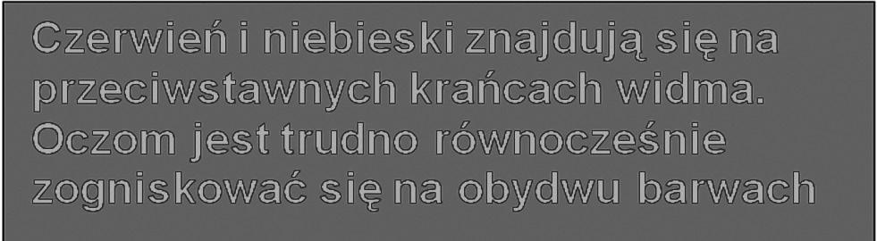 > Treści multimedialne kodowanie, przetwarzanie, prezentacja < 15 > Rysunek 11. Źle odbierane połączenia kolorów bardzo męczą wzrok Prezentację bardzo dobrze urozmaicają dźwięki, obrazy i filmy.