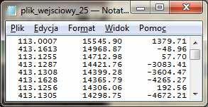 przykład plików zawierających dane przed i po transformacji (Rys.