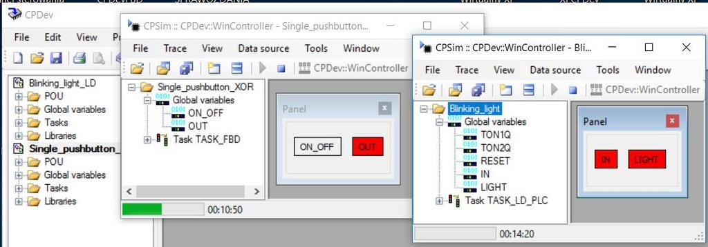 W przypadku, gdy CPDev::WinController został zarejestrowany w CPSim i wybrany jako Data Source, symulator może prowadzić śledzenie on-line wskazanej jednostki, a także ładować nowy projekt do