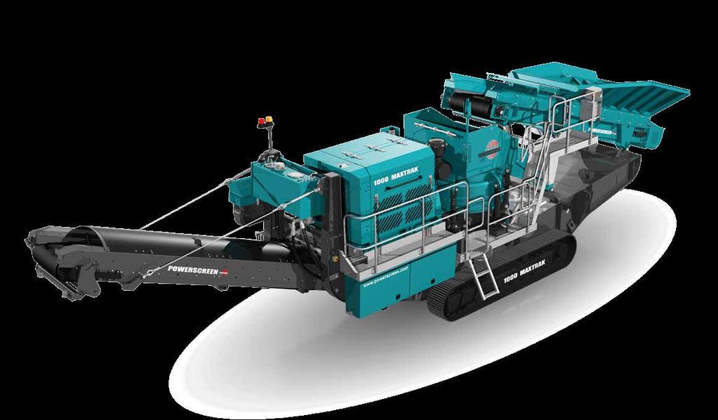 KRUSZARKA STOŻKOWA 12 13 1000 MAXTRAK Odznaczający się wysoką wydajnością model Powerscreen 1000 Maxtrak to kruszarka stożkowa wielkości od małej do średniej, zaprojektowana dla zastosowań z