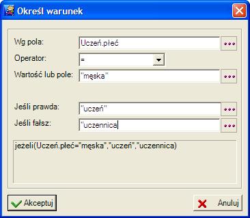 Edytory przenosząc za pomocą myszy pole wybrane w lewym panelu, wybierając z menu kontekstowego na wybranym polu w lewym panelu operację Wstaw, wybierając z menu kontekstowego na wybranym polu w