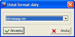 Edytory Format daty wybierany jest spośród dostępnych w programie. Rysunek 141.