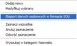 Menu kontekstowe programu Nasza szkoła, nad listą w prawym panelu dostępny jest także przycisk, którego kliknięcie wywołuje ten sam skutek. Rysunek 4.