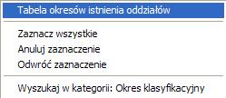 Posługiwanie się programem na liście okresów istnienia oddziału w oknie Nasza szkoła: na karcie Miejsce w szkole w kartotece ucznia: Uwaga Szary kolor niektórych pozycji menu kontekstowego wskazuje,