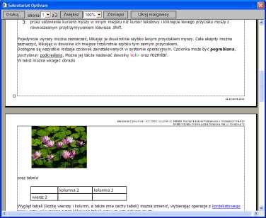 Posługiwanie się programem Rysunek 7. Dzięki przeglądarce można obejrzeć postać wydruku przed ostatecznym wydrukowaniem. Dokument jest drukowany po kliknięciu przycisku Drukuj.
