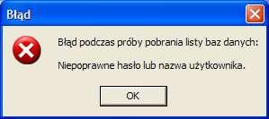 Pierwsze połączenie z bazą danych Przy pierwszym połączeniu z serwerem bazy danych SQL konieczne jest utworzenie najpierw konta głównego użytkownika programu, po czym dopiero można utworzyć pustą