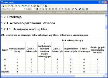 Zarządzanie danymi Rysunek 44. Wydruk wypełnionych tabel SIO. Program zapisuje wypełnione tabele w pliku (domyślnie o nazwie SekrOpt_rrrr-mm-dd.