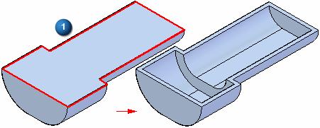 Pogrubienia i cienkościenność części Krok: grubość ogólna - definiuje ogólną cienkościenność oraz określa, po której stronie powierzchni zostanie