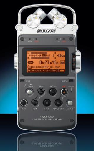 Przykłady rejestratorów rejestrator SONY PCM-D50 zapis na kartach pamięci (wbudowane 4GB) stereo