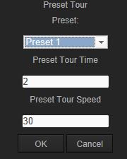 4. Skonfiguruj numer presetu, czas trasy predefiniowanej i szybkość trasy predefiniowanej. Czas trasy predefiniowanej Szybkość trasy predefiniowanej Czas przełączenia.