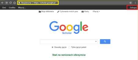 Logowanie do usługi Google Scholar 1.