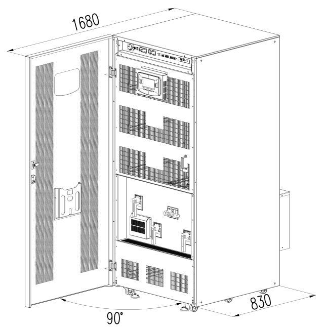 3. Widok zasilacza serii GF 160-200kW po otwarciu drzwi i od