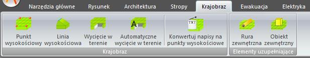 Rozpoczynamy pracę Wstążka Stropy to opcje dotyczące wprowadzania stropów monolitycznych i ArCADia-STROPY TERIVA. Pierwsza część wstążki została przeniesiona z wstążki Architektura, druga zaś dodana.