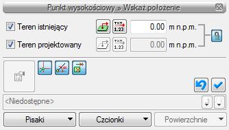 Rozpoczynamy pracę Wstążka Krajobraz grupa logiczna Krajobraz Wstaw punkt wysokościowy i Wstaw linię wysokościową Program AutoCAD lub ArCADia-INTELLICAD: Pasek narzędzi ArCADia-TEREN Wstaw punkt