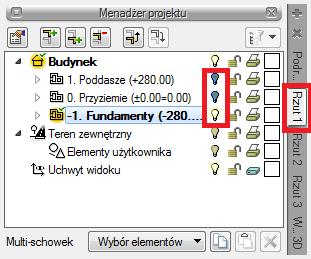 Rozpoczynamy pracę Rys. 60 Wygaszanie kondygnacji na Rzucie nr 1 Rys.