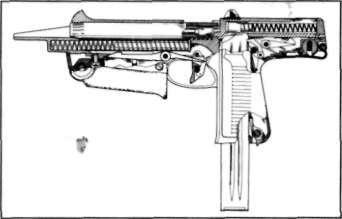 Powojenne konslrukcje pistoletów maszynowych Częściowe jej rozkładanie trwa około 3 s i nie wymaga użycia dodatkowych narzędzi.