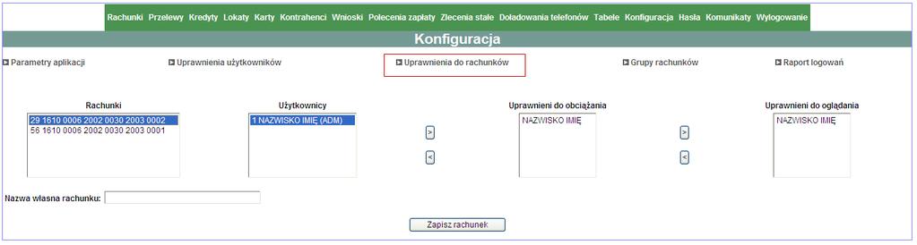 W tabeli Funkcje może także łącznie nadać/zablokować dostęp przez wybór: Daj wszystkie/zabierz wszystkie - nadanie/zablokowanie wszystkich uprawnień Daj bierne nadanie prawa do przeglądania