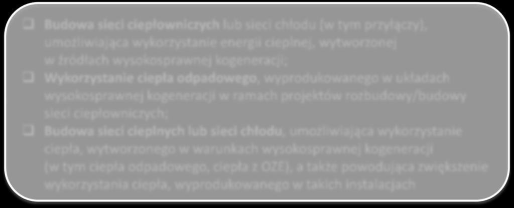 Źródła finansowania: POIiŚ 2014-2020 Poddziałanie 1.6.2 Sieci ciepłownicze i chłodnicze dla źródeł wysokosprawnej kogeneracji.