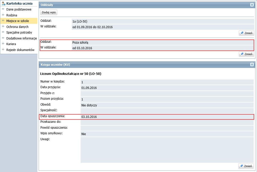 UONET+. Jak skreślić ucznia z listy uczniów szkoły? 2/7 6. Zamknij formularz zapisując zmiany.