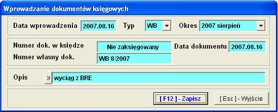 6-40 Aplikacja Ramzes Księgi Handlowe podręcznik uŝytkownika 6.4.9 Wprowadzanie dekretów na kontach kartotekowych Sposób wprowadzania dekretu na konto kartotekowe jest jednakowy dla wszystkich takich kont.