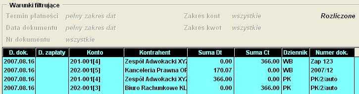 Aplikacja Ramzes Księgi Handlowe podręcznik uŝytkownika 7-9 Po wybraniu klawiszami selekcji dokumentów do rozrachunku, naleŝy uŝyć przycisk.