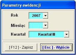 konieczność zastosowania proporcji. Podaje się ją poprzez wybór funkcji parametry ewidencji. Rysunek 8-21 Parametry ewidencji.