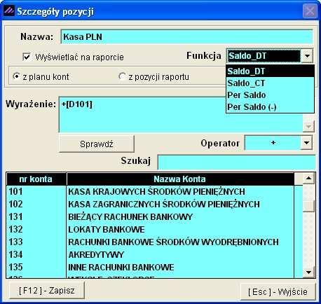 9-18 Aplikacja Ramzes Księgi Handlowe podręcznik uŝytkownika WyraŜenie moŝe być definiowane w