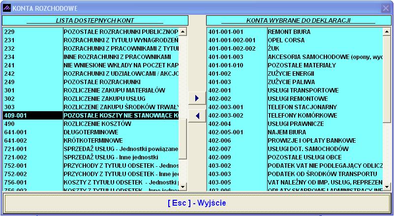 wybierz konto Rysunek 9-53 Deklaracja