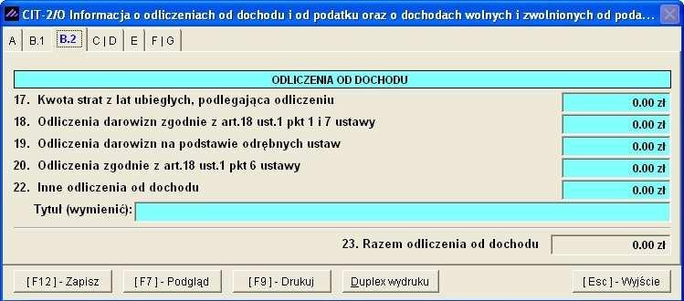 Rysunek 9-61 Informacja CIT-2/O - sekcja A. Rysunek 9-62 Informacja CIT-2/O - sekcja B.2. Rysunek 9-63 Informacja CIT-2/O wydruk nagłówka.