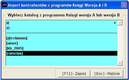 Jeśli w wybranym katalogu znajduje się baza programu KH, wówczas pojawi