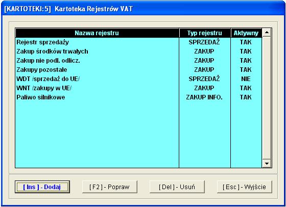 napędowego oraz gazu, która nie podlega odliczeniu od podatku naleŝnego. Rysunek 5-42 Definiowanie rejestru informacyjnego (PALIWO).