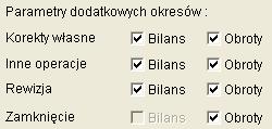 6-14 Aplikacja Ramzes Księgi Handlowe podręcznik uŝytkownika Rysunek 6-31 Parametry okresów dodatkowych. Okresy dodatkowe naleŝy zaznaczyć i zapisać.