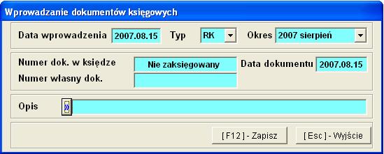 Aplikacja Ramzes Księgi Handlowe podręcznik uŝytkownika 6-23 PoniŜej zaprezentowano nagłówki wszystkich typów dokumentów. Nagłówek dokumentu typu FVS, FSK.