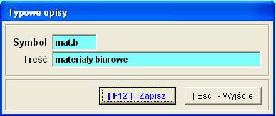 4.2 Wprowadzanie dekretów Rysunek 6-67 Kartoteka typowych opisów.