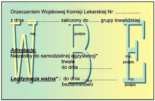 ., poniżej LEGITYMACJA EMERYTA RENCISTY POLICYJNEGO, poniżej stopień wojskowy, poniżej imię i nazwisko oraz miejsce na pieczęć mp.