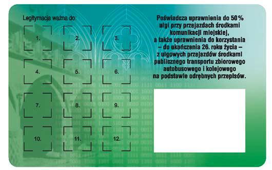 Blankiet legitymacji studenckiej wykonany jest z materiału laminowanego o wymiarach i właściwościach fizycznych zgodnie z wymaganiami dla kart identyfikacyjnych formatu ID-1 określonymi w normie