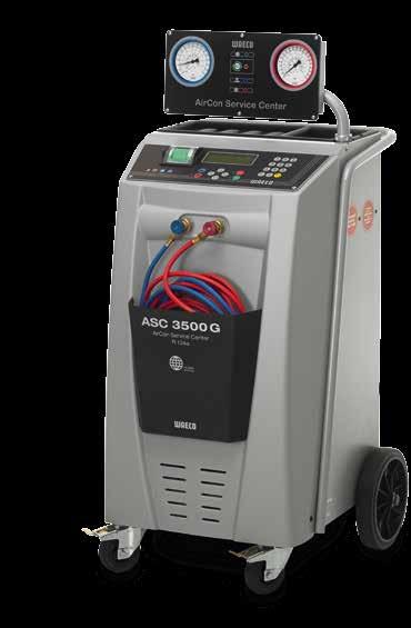 ASC 3500 G Low Emission ASC 3500 G Low Emission Wytrzymała metalowa obudowa Pojemność zbiornika na czynnik chłodniczy: 26 kg, wydajność pompy próżniowej 192 l/min Wydajność hermetycznego kompresora: