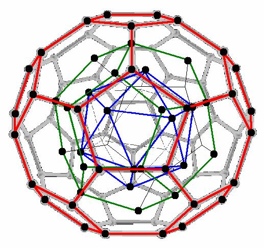 W strukturze cebulkowej masywnych cząsteczek boki fullerenów zawierają zawsze po 12 pięciokątów. Najmniejszym takim fullerenem jest 30 f 20 2, który jest zbudowany wyłącznie z 12 pięciokątów.