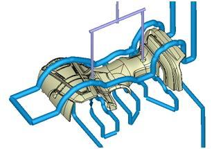 Dostępne dla siatki typu: edesign Shell Solid Cooling Channel Designer (CCD) wspomaga projektowanie skomplikowanych układów chłodzących w module Designer.