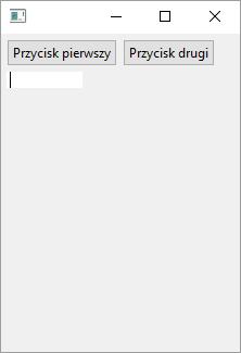 button1=new Button(shell,SWT.NONE); button1.settext("przycisk pierwszy"); button2=new Button(shell,SWT.NONE); button2.settext("przycisk drugi"); text=new Text(shell, SWT.