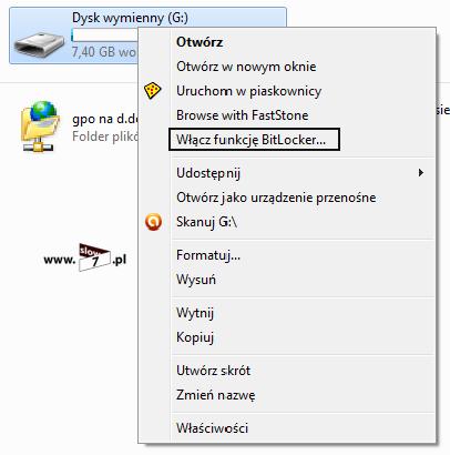 Rysunek 17 BitLocker to Go włączenie narzędzia Innym sposobem jest wybranie z Panelu sterowania przystawki Szyfrowanie dysków